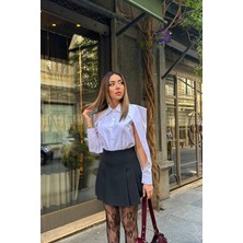 Modadua Beyaz Kol Detaylı Poplin Gömlek