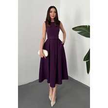 Modadua Mor Halter Yaka Kloş Elbise