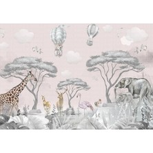 Arterior Wallpaper Pembe Safari Çocuk Odası Poster Duvar Kağıdı
