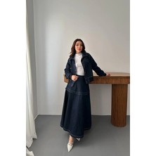 Modadua Mavi Ribanalı Kot Takım