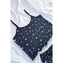 Modadua Yıldız Desenli Lacivert Şortlu Pijama Takımı