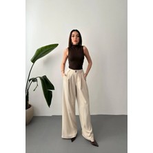 Modadua Bej Pileli Comfort Pantolon