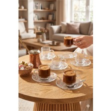 Homerest 6 Kişilik Cam Kahve Fincan Takımı Pinterest Tarzı Bohem Şık Cam Tabaklı Modern Türk Kahvesi Sunumu