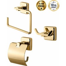 Osso Banyo Doğa Serisi Pirinç Gold Aksesuar Seti Havluluk Askılık Tuvalet Kağıtlık 3’lü Set