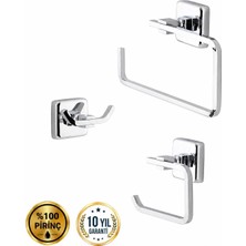 Osso Banyo Marina Serisi Krom Pirinç Banyo Aksesuar Seti Havluluk Askılık Açık Kağıtlık 3’lü Premium Set