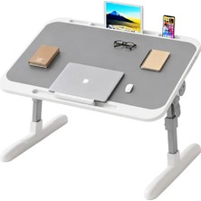 Sunup SN-29698 Çok Fonksiyonlu Katlanabilir Yatak Koltuk Laptop Masası Yükseklik ve Açı Ayarlı Gri 60X40CM