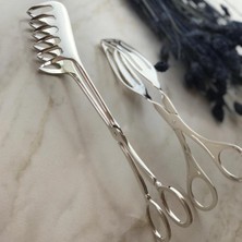 Lüks Gümüş Kaplama Ikili Salata & Pasta Servis Maşa Seti (19 cm & 22 Cm)