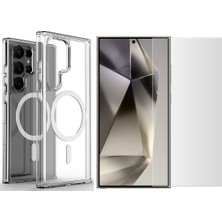 Vendas Samsung Galaxy S26 Ultra Kılıf M-Safe Şarj Özellikli Şeffaf Sert Pc Zore Embos Kapak + Nano Ekran Koruyucu