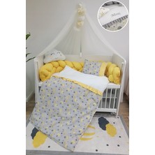 Baby Clime Masal Serisi 70X120 Nakışlı Park Yatak Bebek Uyku Seti Sarı Fırfırlı
