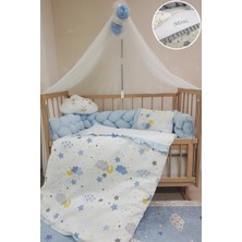 Baby Clime Masal Serisi 70X130 Erkek Bebek Uyku Seti Mavi Örgü Korumalı