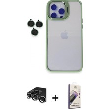 Marsilyan™- iPhone 14 Pro Max Kılıf Yankı Asil Serisi - Siyah Bilvis 3D Mat Cam Ekran Koruyucu + Raze Metal Kamera Lens - Gs