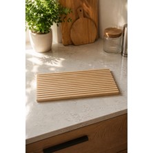 Trouvaille Bambu Sunumluk 39X17 cm Kahvaltı Peynir Zeytin Servis Tahtası Oluklu Ahşap Sunum Tabağı