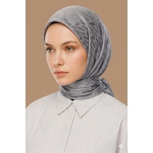 Ang-Scarf 95 x 95 Gri Renk Luxury Şakar Eşarp - Ağırlık Yapmaz - Dört Mevsim Kullanıma Uygun - Kayma Yapmaz