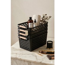 Trouvaille 4 Adet Ahşap Renk Plastik Saplı Organizer Sepet Düzenleyici