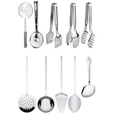 Trouvaille 10 Parça Sunum Hazırlama Servis, Kevgir, Makarna Maşası, Pasta Maşası, Salata Maşası Mutfak Seti