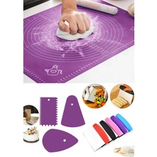 Trouvaille Büyük Silikon Hamur Açma Matı 40X50CM & Hamur Spatula & 3'lü Pasta Dekorasyon Seti
