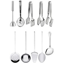 Trouvaille 10 Parça Maşa Spatula Kevgir Kepçe, Yemek Sunum Ekipmanları, Servis Maşa Ürünleri