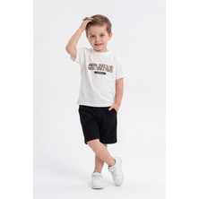 Joy Kids Erkek Çocuk Sırt Baskılı Basic Takım (3-6yaş) (Beyaz-Siyah)