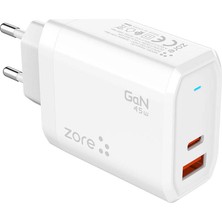 Zore Always-02 Gan Tech Type-C Pd4.0 Usb-A Qc3.0 Hızlı Şarj Özellikli Seyahat Şarj Başlığı 45W