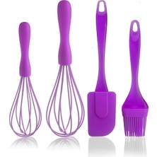 Trouvaille 4 Parça Silikon Çırpıcı Yumurta Fırçası Spatula Seti