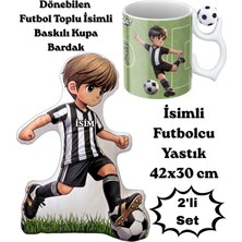 Caisya Siyah Beyaz Futbol Kupa Taraftar Yastık Kombin Taraftar Uyku Arkadaşı Ikili Set Hediye