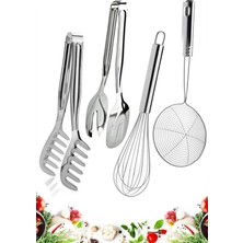 Trouvaille Kepçe Kevgir Makarna Salata Maşası Karıştırıcı Tel Çırpıcısı Salata Maşası Çelik Yumurta Çırpıcısı