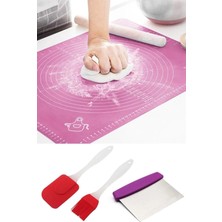 Trouvaille Hamur Açma Matı + Çelik Hamur Kesme Spatulası + Silikon Yumurta Fırçası ve Spatula 2'li Set