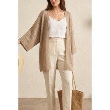 Mefru Kadın Oversize Dökümlü Yarım Kol Basic Hırka