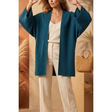 Mefru Kadın Oversize Dökümlü Yarım Kol Basic Hırka