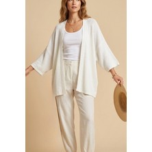 Mefru Kadın Oversize Dökümlü Yarım Kol Basic Hırka