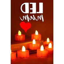 8 Adet Mini LED Mum Seti Pilli Dumansız Alevli Ledli Dekoratif Yapay Mum Dekor Işığı (8 Adet (Kalp Kırmızı 4 Cm))