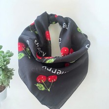 ALS Tasarım Dünyası Siyah Renk Büyük Kiraz %100 Koton Bandana