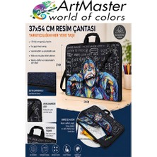 ArtMaster Resim Çantası Desenli Kumaş 37X54 cm 1 Adet ART01 Teknik Resim Dosya Çantası 35X50 cm Askılı Proje Çantası Fermuarlı