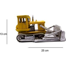 Yakalabazar Eskitme Metal Buldozer Iş Makinesi (25 Cm) – El Yapımı Endüstriyel Dekorasyon Objesi