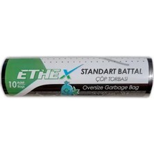 Ethex Battal Boy Siyah Renk Çöp Torbası 75X90 cm (70 Lt) 10'lu Rulo
