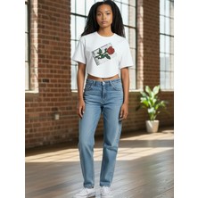 Caprix Baskılı, Günlük & Spor Şık Tasarım Crop T-Shirt