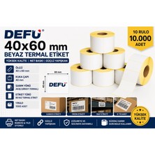 Defu 40X60 mm Termal Yazıcı Barkod Etiketi 10 Rulo 10.000 Adet 40MM Kuka