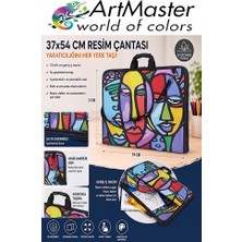 ArtMaster Resim Çantası Desenli Kumaş 37X54 cm 1 Adet ART03 Teknik Resim Dosya Çantası 35X50 cm Askılı Proje Çantası Fermuarlı