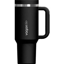 Vagonlife Kulplu Çelikli Pipetli/pipetsiz Rahat Içim Paslanmaz Çelik Termos Cup VGN1103 1200 ml Siyah