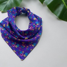 Als Tasarım Dünyası Mor Renk  Zemin Içi Çiçek Desenli %100 Koton Bandana
