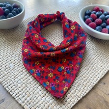 Als Tasarım Dünyası Kırmızı Renk  Zemin Içi Çiçek Desenli %100 Koton Bandana