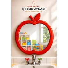 Hilal Kimya Elma Figürlü Çocuk Lavabo Aynası | Anaokulu, Kreş ve Okullar İçin Çocuk Aynası | Kırmızı | 73×62 cm