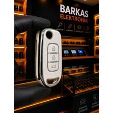 Barkas Elektronik Clio 5 Megane 4 Captur Taliant Express Kadjar Symbol Nano Anahtar Kılıfı Beyaz Gümüş