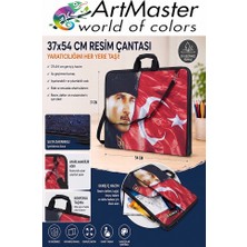 ArtMaster Resim Çantası Desenli Kumaş 37X54 cm 1 Adet ART06 Teknik Resim Dosya Çantası 35X50 cm Askılı Proje Çantası Fermuarlı