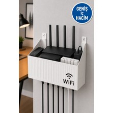 Medushop Wifi Modem Düzenleyici Beyaz Duvar Rafı Kablo Toplayıcı Router Askılığı Modem Organizer