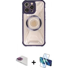 Marsilyan™- iPhone 13 Pro Max Kılıf Kutup Modern - Siyah 3D Antistatik Cam Ekran Koruyucu + Pers Alüminyum Kamera Lens - Gı