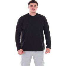 Maruf Shop Erkek 115-155 Kilo Arası Için Uygun Uzun Kol Bisiklet Yaka Mevsimlik Düz Renk Ince Sweatshirt