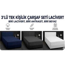 Venüs Home Design 3'lü Penye Lastikli Çarşaf Beysz Lacivert Antrasit Tek Kişilik Çarşaf 100X200