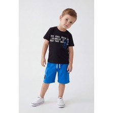 Joy Kids Erkek Çocuk %100 Pamuk Kargo Cepli Takım (3-6yaş) (Siyah-Saks)