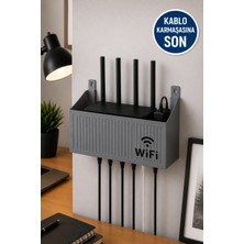 Medushop Gri Wifi Modem Düzenleyici Duvar Rafı Kablo Toplayıcı Router Organizer Modem Askılığı